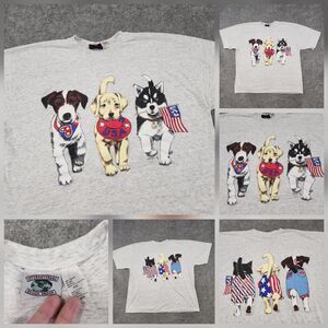VTG Puppies Puppy Dog USA Patriotic America Womens Size 3XL 26W Graphic T Shirt